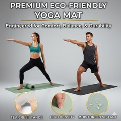 Premium TPE Yoga Mat – Eco-Friendly, 6mm Thick Non-Slip Mat for Yoga, Pilates…