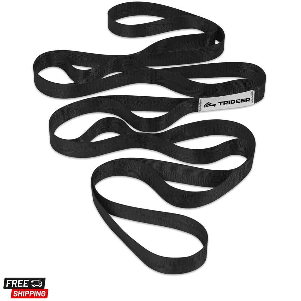 Non-Elastic Stretching Strap with Loops for Physical Therapy & Rehab, Knee Hi…