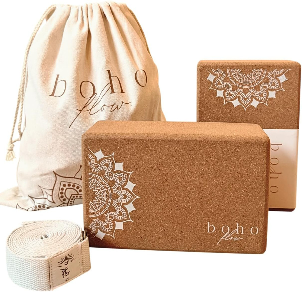 Cork Yoga Block Set – 2 Pack with Strap & Canvas Bag | Luxury Portuguese Yoga Bl