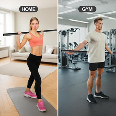 5Ft Heavy-Duty Steel Adjustable Yoga Stick with Resistance Bands