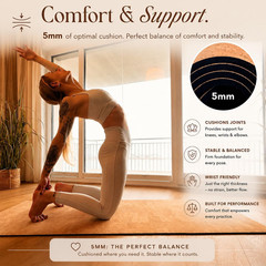 Deluxe Cork Yoga Mat – Gold, Coffee or Vegan Leather Cork Surface & Natural Rubb