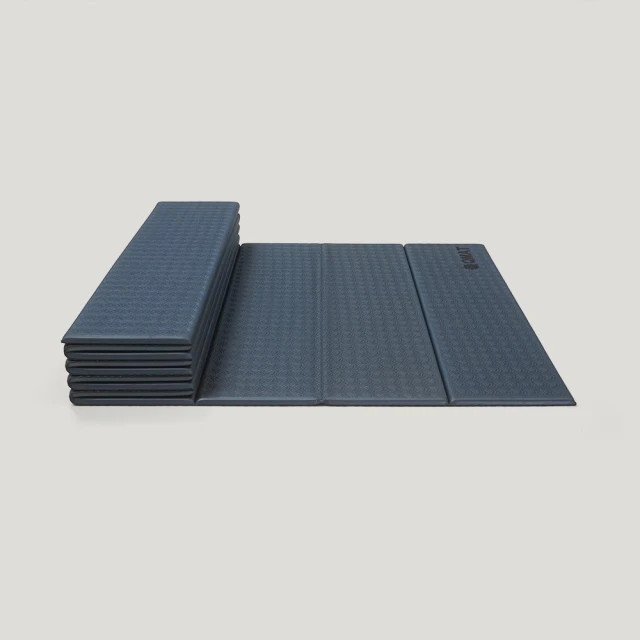 New QMAT 8mm 折疊瑜珈墊 台灣製(附拉鍊袋) Foldable Yoga Mat 180x60x0.8CM + carry bag – Blue