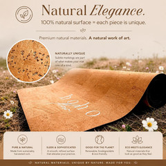 Deluxe Cork Yoga Mat – Gold, Coffee or Vegan Leather Cork Surface & Natural Rubb