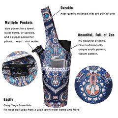 Fashion Printed Yoga Mat Bag Large Side Zipper Pocket Long Tote Accessories