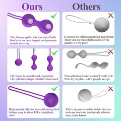 Kegel Ball 3 pcs Set for Women, Ben Wall Ball Massage Weight Exercise Purple