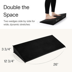 XL Foam Yoga Wedge Blocks, Black, Set of 2, 16.5° Incline, 13″ × 12.75″ × 3.75″,