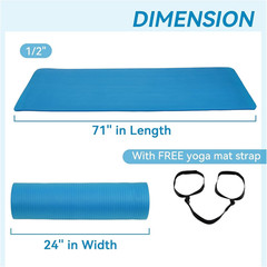 Fitvids Yoga Mat, 1/2-Inch Extra Thick High Density Exercise Mat, Anti-Tear Exer