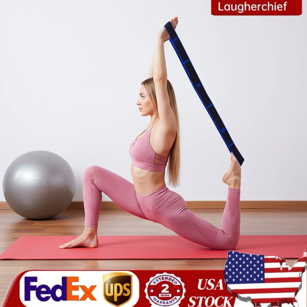 Fitness Tension Band for Stretching & Yoga 8 Segments Numbered Yoga Strap Band