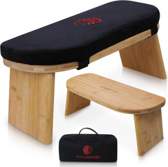 Yoga Dood Meditation Bench – Folding Bamboo Meditation Stool with Velvet Cushion