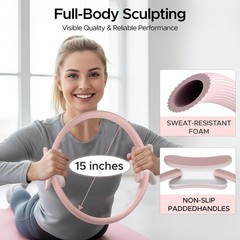 Pilates Ring Kit,Pilates Equipment Accessories,Home 14 Count(Pack of 1), Pink