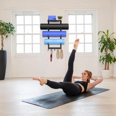 Yoga Mat Holder Wall Mount, Black Yoga Mats Storage Rack, Home Gym Storage with