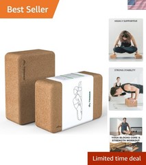 Cork Yoga Blocks, 2 Pack Yoga Blocks Natural Cork, High Density Yoga Block wi…