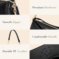 Shoulder Bag for Women Small Purse Trendy Clutch Hobo 1-black【multi-pockets】