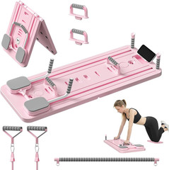 Foldable Pilates Reformer with Resistance Bands, Home Pilates Machine with Handl