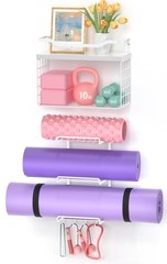 Yoga Mat Holder White, Wall Mount Yoga Accessory Mats Storage Rack, Home Gym …