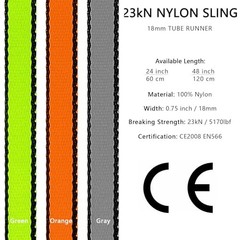18MM Nylon Climbing Sling Runner 23KN CE2008/EN566 Rock Green|60cm/24inch|3PCS