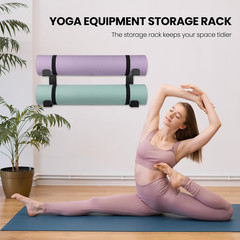 4 Tier Yoga Mat Holder Wall Mount Yoga Mat Storage Rack Heavy-Duty Steel Rollers