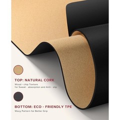 Large Cork Yoga Mat – 72″x36″ Wide Non-Slip for Home Workout, Yoga, Pilates