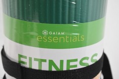 Essentials Thick Yoga Mat with Cinch Carrier Strap Textured Grip Green 72″ x 24″