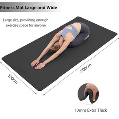Yoga Mat Thick XXL 200×100cm TPE 10mm Thick Sports Mat Non Slip Comfortable for …