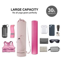 sportsnew Yoga Mat Bag with Water Bottle Pocket & Wet for Medium, Pink