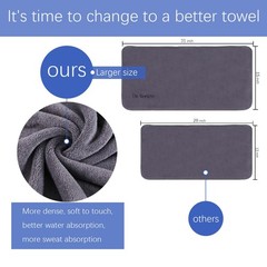 Wuwahold Microfiber Gym Towels Bigger Size 3P-15×31 inches, Grey+blue+purple