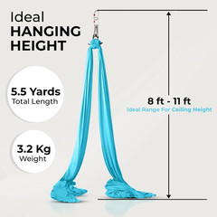 Aerial Yoga Hammock 5.5 Yards (198 Inches) – Premium Aerial Silk Swing for Antig