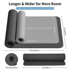 Extra Wide 8mm Yoga Mat 72″x31.5″ Non-Slip Exercise Mat, Thick Cushioning for Ho