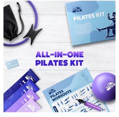 Pilates Ring and Ball Set, at Home Pilates Kit with 14″ Exercise Ring, Purple