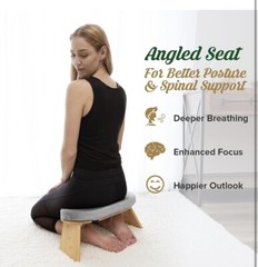 Monk & Llama Kneeling Meditation Bench Foldable Legs & Cushion Bamboo
