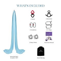 11 Yards Aerial Silks Kit – Durable Ariel Silks with Hardware, Swivel & Guide…