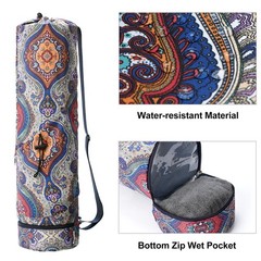 Yoga Mat Bag With Water Bottle Pocket Bottom Wet Carrier MultiFunctional