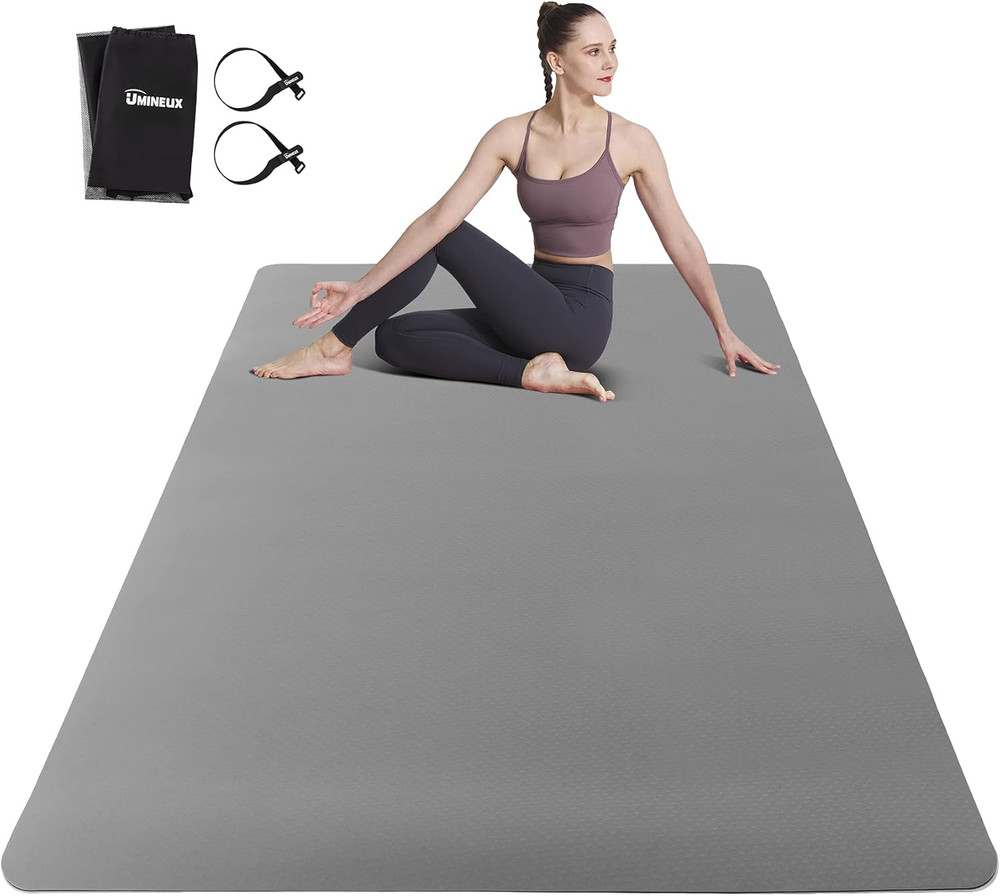 Large Yoga Mat for Men and Women 1/4 & 2/5 Inch Extra Thick TPE Fitness Mat for