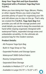 Y.U.M.C Yoga Duffle/Mat Bag Women Handbag Fitness Gym Pilates Sports *NO MAT*