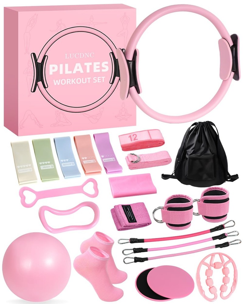 Pilates Kit for Home,24 pcs Workouts Sets for 14”Pilates Circles 8″ Yoga , Re…