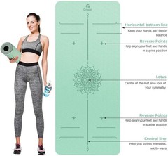 Yoga Mat Non Slip TPE Thick Yoga Mat with Alignment Mark, Large Size 72″L x 3…