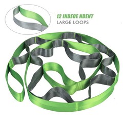 Stretching Strap With12 Loops,Exercise Band For Yoga And Flexibility,Green