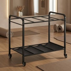 Exercise Mat Storage Rack Freestanding Rolling Gym Storage Rack with Wheels