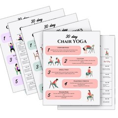 6Pcs Yoga Chair Exercise Charts For Adults Yoga Seated Postures Exercise Charts