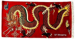 QT Hand Tufted Tibetan Dragon Woolen Rug Yoga Mat Orange Colored Hand Tufted