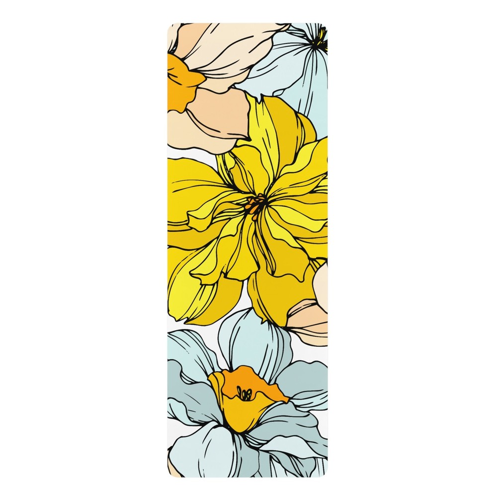 Botanical Beauty Rubber Yoga Mat, Non-Slip Exercise Mat for Fitness