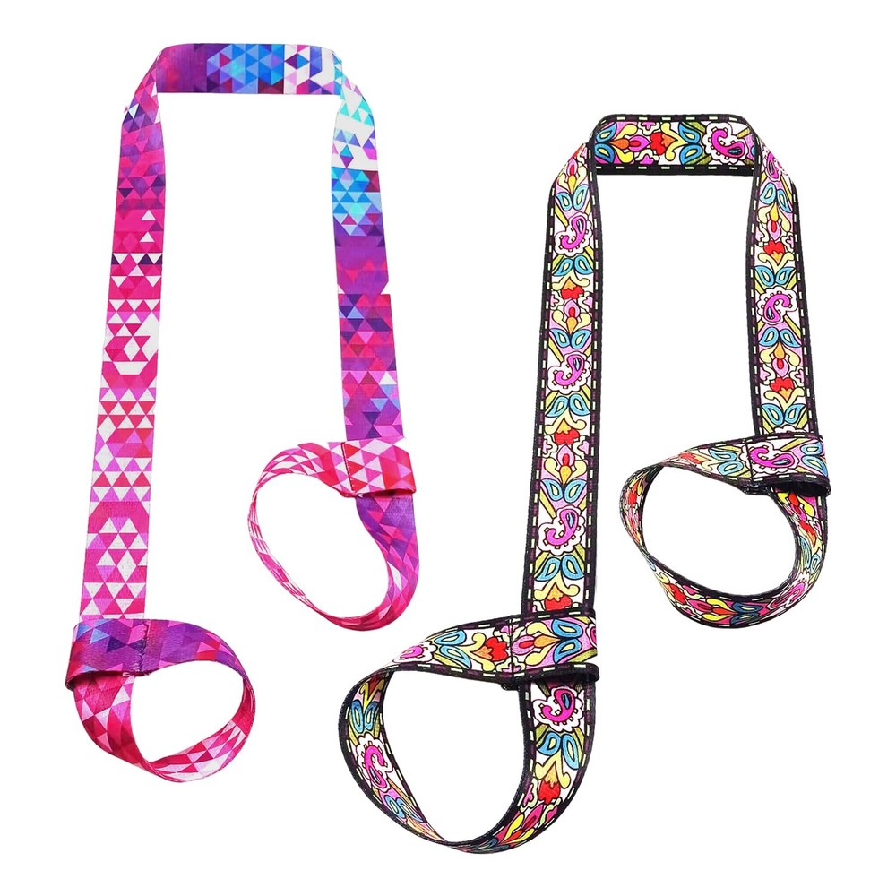 2 Pack Yoga Mat Strap, Printed Yoga Mat Strap, Adjustable Yoga Mat Fi…