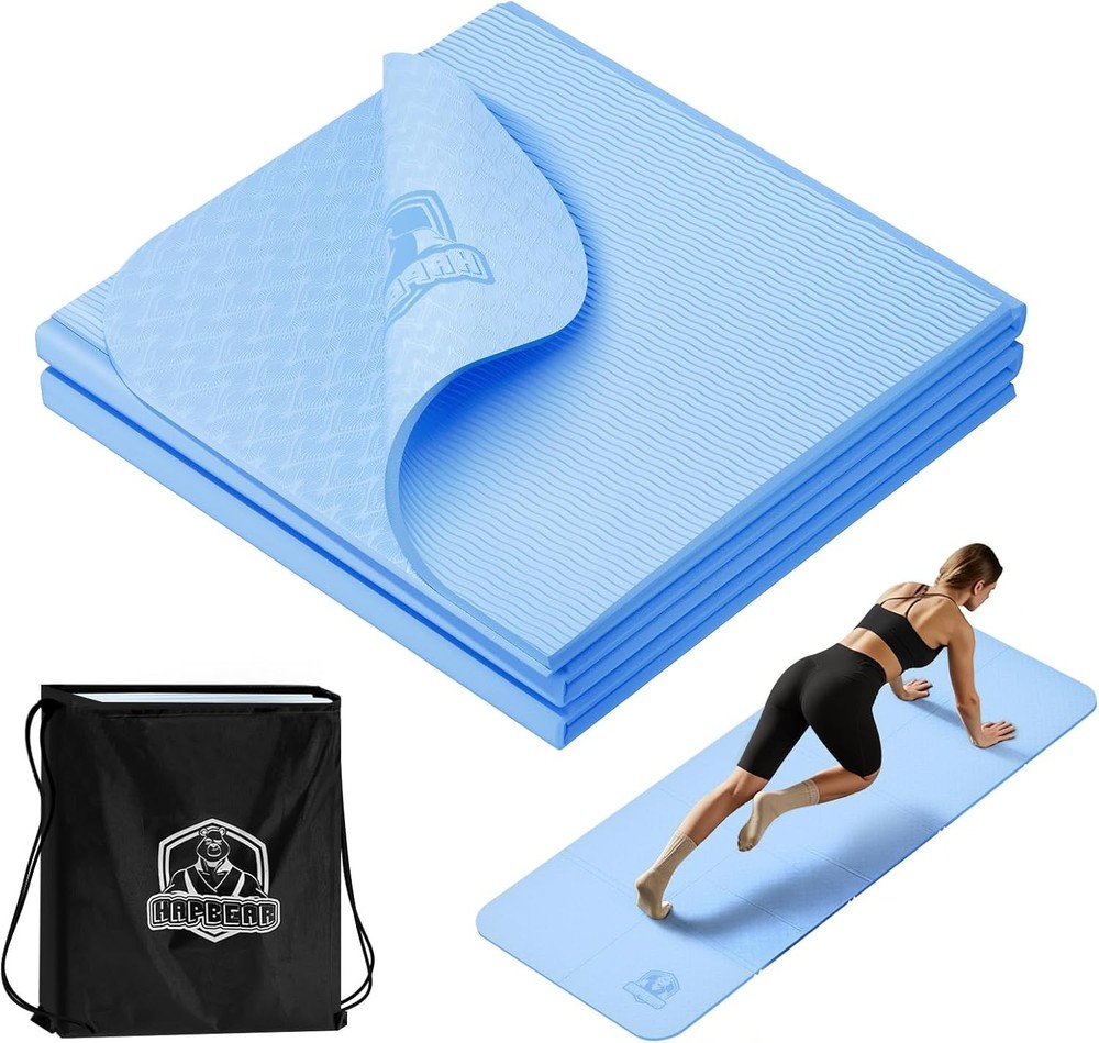 HAPBEAR Foldable Non-Slip TPE Yoga Mat, 72x24in, Eco-Friendly, For Travel
