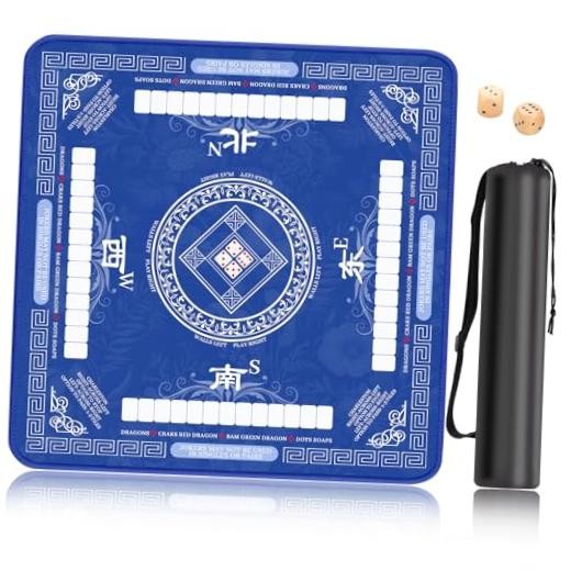 Mahjong Mat for Table, Non-Slip Noise Reduction American Mahjong Table Blue