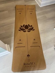 Cork Yoga Mat Brown Non-Slip Body Alignment Markings for Yoga