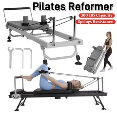 Foldable Pilates Reformer with Silent Pulleys, Springs Resistance, 300 lbs Capa…