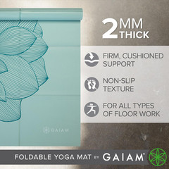 Gaiam Yoga Mat – Folding Travel Fitness & Exercise Mat – Foldable Yoga Mat for A