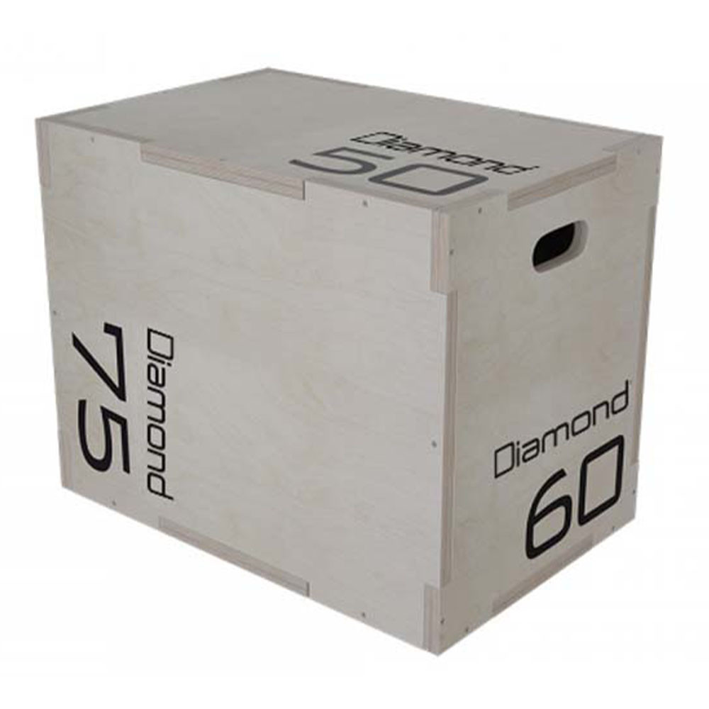 Diamond Plyometric Plyo Box Natural Wood Fitness Pilates Grey