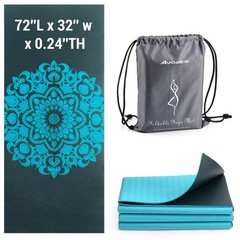 Avoalre Folding Yoga Mat, 72″x 32″x 0.24″ Extra Wide Non-Slip Exercise Fitnes…