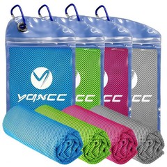YQXCC 4 Pack Cooling Towels, 40″x12″, Light Gray, Blue, Green, Rose Red